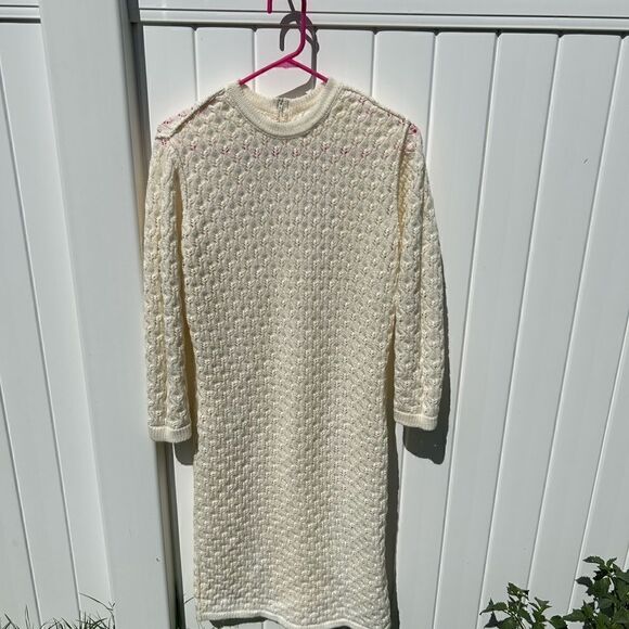 Vintage crochet dress long sleeve fitted size large. - Picture 8 of 10